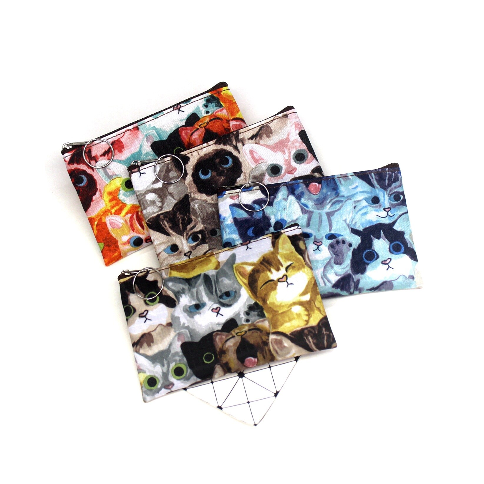 Monedero con estampado de gato para niñas pequeñas, monederos Vintage para mujer, billeteras cero, bolso de mano, monedero para mujer