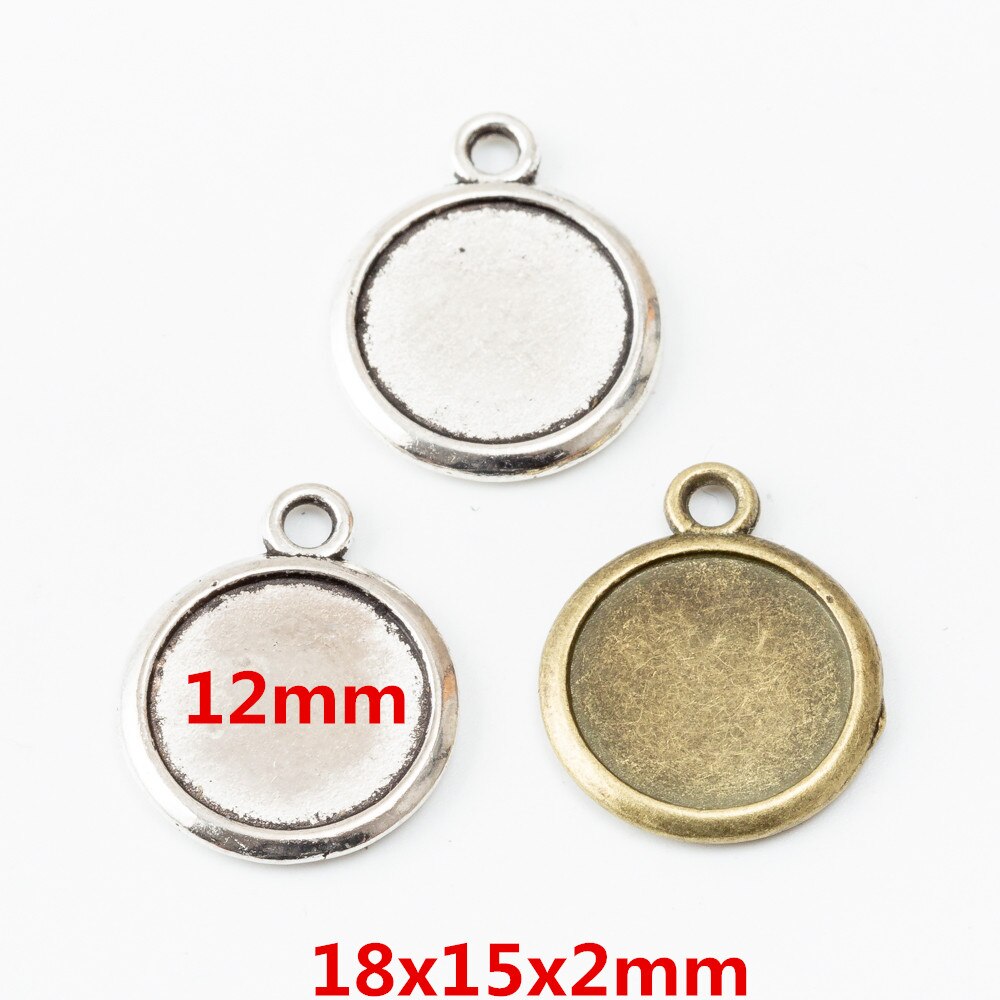 30 pcs Pendenti E Ciondoli Rotonda photo frame diametro interno 12mm bronzo antico in lega di zinco adatto per il braccialetto di DIY dei monili del metallo trovato 6271