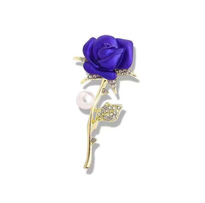 Broche de rosa roja, accesorios de traje de alta gama, alfileres, broches de a la para mujer, broche de boda para dama de honor: Bañado en rodio de imitación