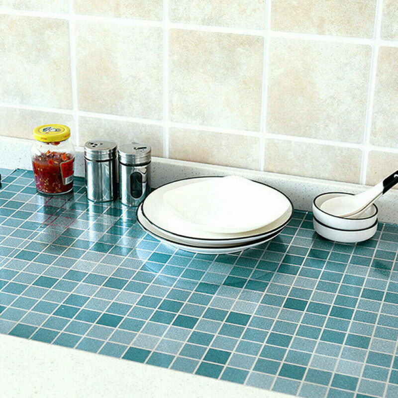 45*100cm badeværelse køkken vandtæt selvklæbende plaid vægpapir vandtæt folie klistermærker anti-olie wrap fliser væg klistermærker