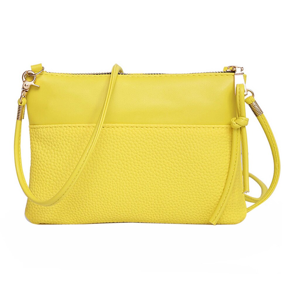 Tasker til kvinder pu læder litchee mønster små skuldertasker kvindelige kvinder rejser afslappet messenger tasker crossbody tasker: Citrongul