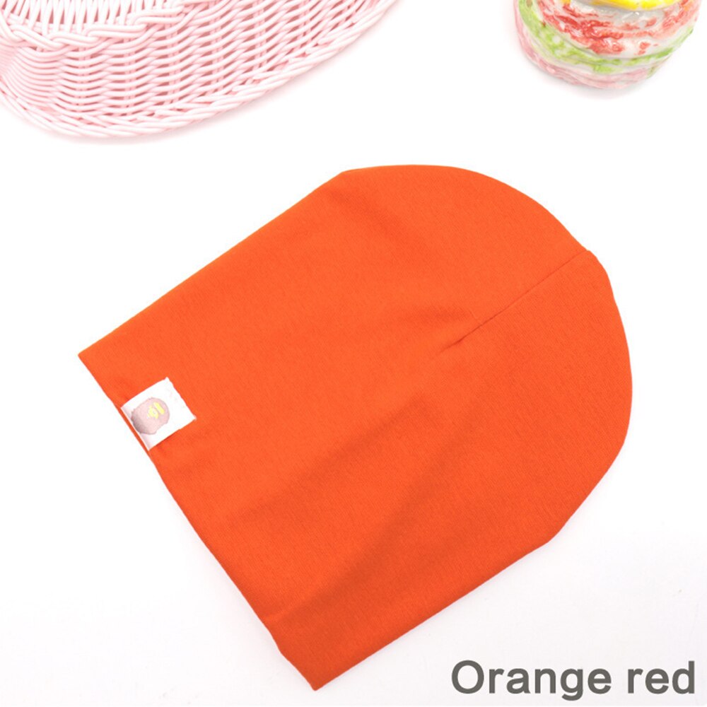 Hat Novelty Hip Hop Baby Street Dance Cotton Spring Autumn Scarf Boys And Girls Solid Color Children Warm Winter Cap: Orange