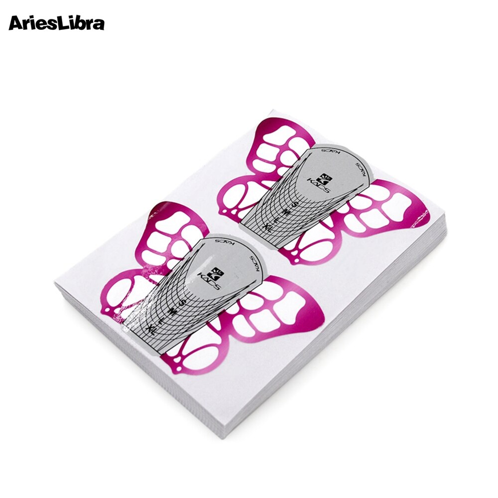 AriesLibra 100pcs/Set Butterfly Nail Art Forms Nail Supplies Tools Nail Art Tip Extension Nail Forms Guide for Acrylic UV Gel