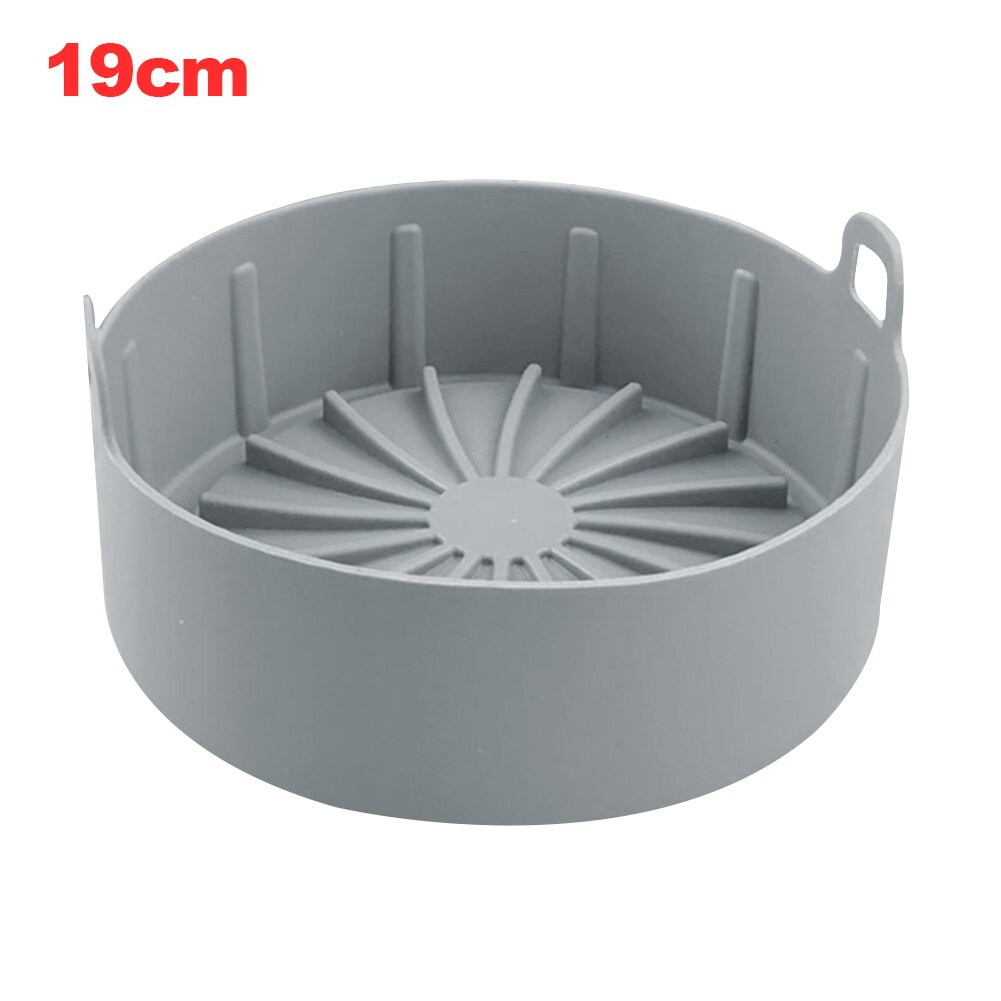 Tilbehør måtte bagning brød kage aftagelig grill pande luftfriture silikone gryde mikroovn multifunktionel kurv non-stick køkken: Grå 19cm