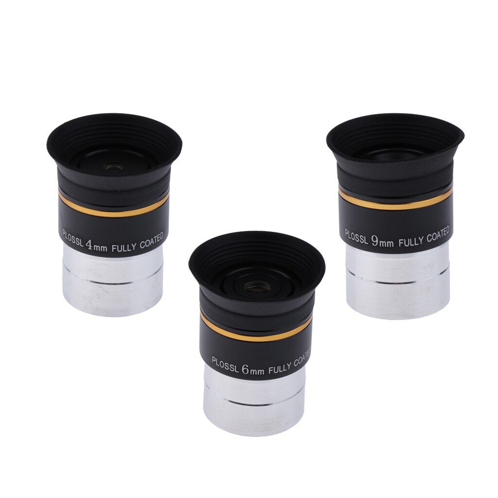 3Pc 1.25" Plossl PL Eyepiece Fully HD Coated Lens for Astronomical Telescope