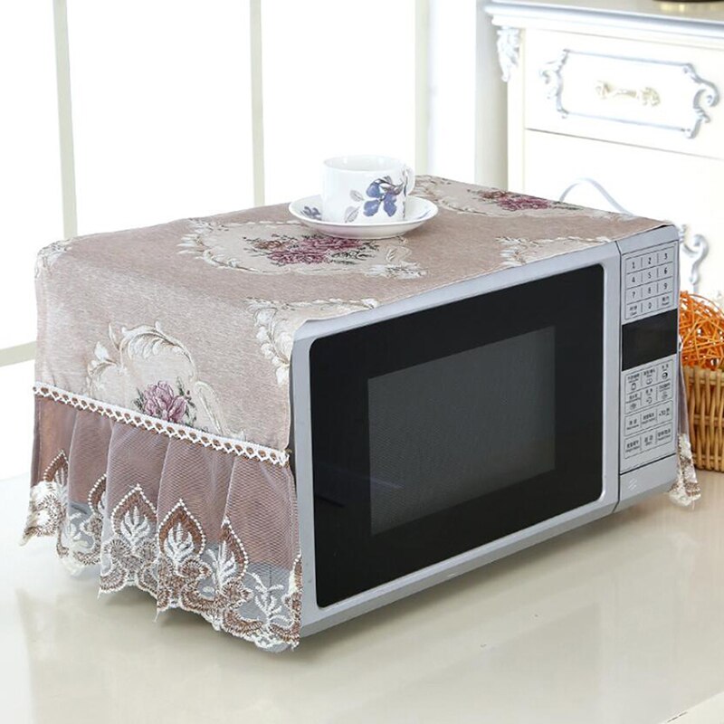 Lace Dust Cover Wear Resistant Cloth Dustproof Cloth Durable Kitchen Decoration Luxury Dust Cover Microwave Oven Covers: brown