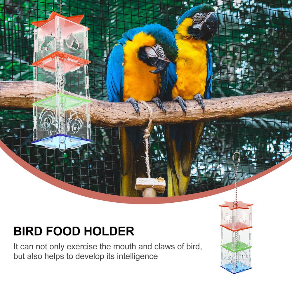 Parrot Acrylic Feeder Feeding Box Parrot Bird Feeder Hanging Foraging