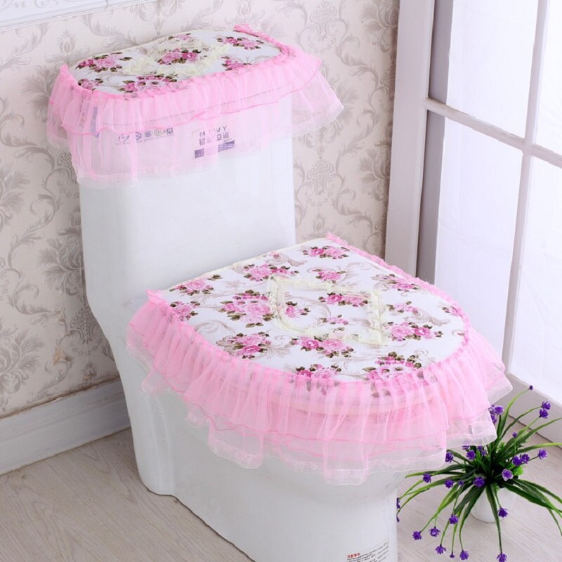 bathroom toilet seat water tank cover top cover toilet pad set three-piece
