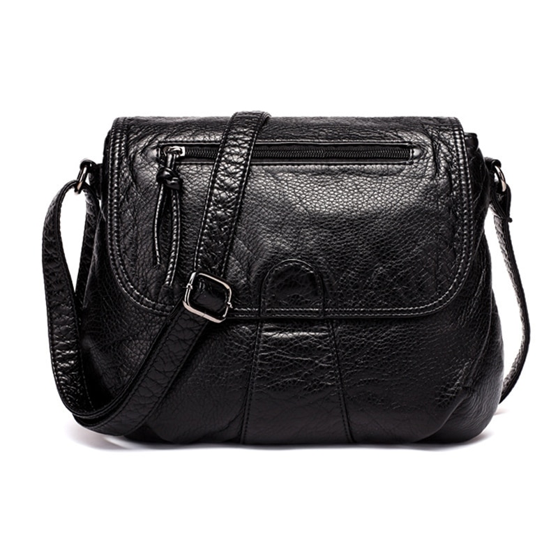 CmetNi Zwarte Kleine Vrouwen Messenger Bag Zachte Gewassen PU Lederen Crossbody Bag Vrouwelijke Handtas Portemonnees