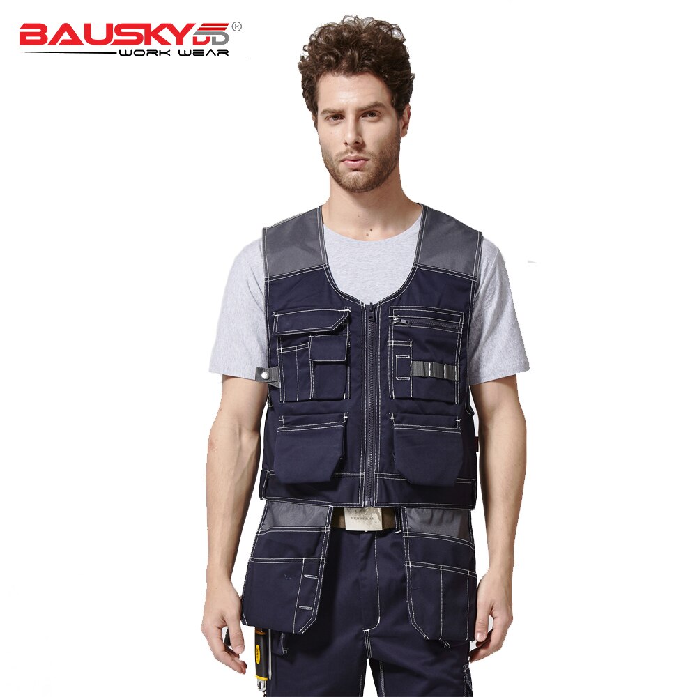 Dark Grey Tool Working Vest Multi Pockets Workwear Work Clothes: Dark Blue / M