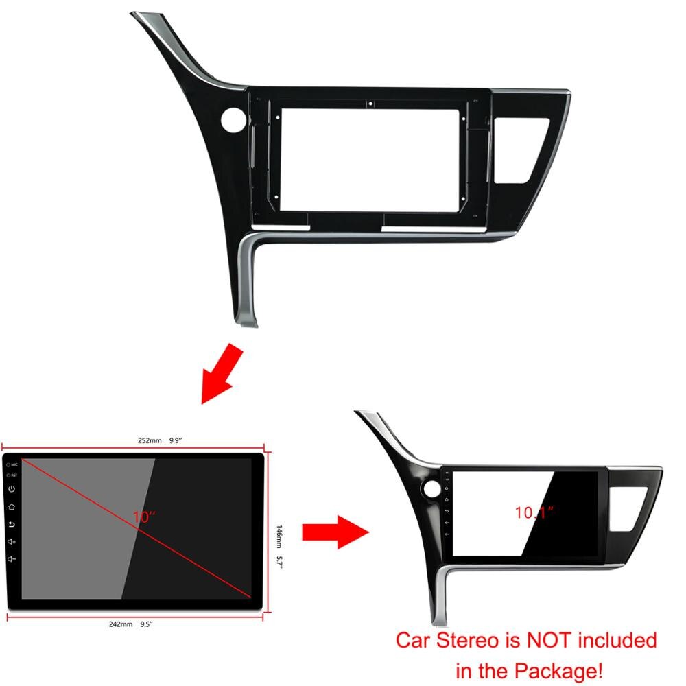Panel adaptador de marco de dvd para coche, instalación de montaje en tablero, 10,1 pulgadas, 2DIN, para TOYOTA COROLLA , rueda izquierda