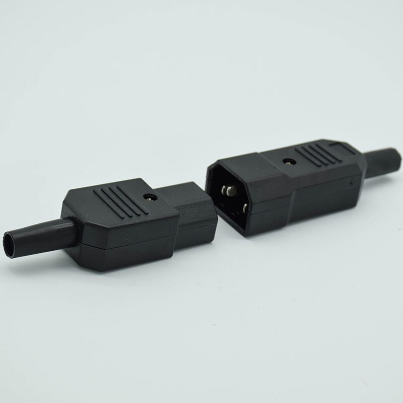 Conector de enchufe de Cable recto IEC C13 C14 10A 250V, negro, hembra y macho, conector de alimentación recargable de 3 pines, toma de CA