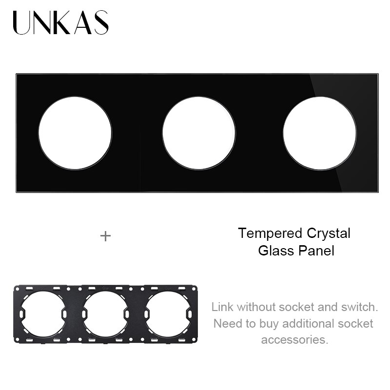 UNKAS Free Combination Single Gray Tempered Crystal Glass Panel Grey Modules DIY Matching For Wall Socket Switch: Black 258 Panel