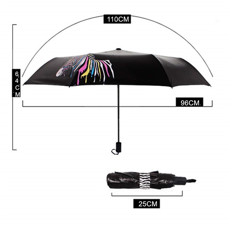 DMBRELLA Color Changing Folding Sunshade Umbrella Zebra Parasol Rain Shade Anti-UV Umbrella Portable Tri-folded Sun Paraguas