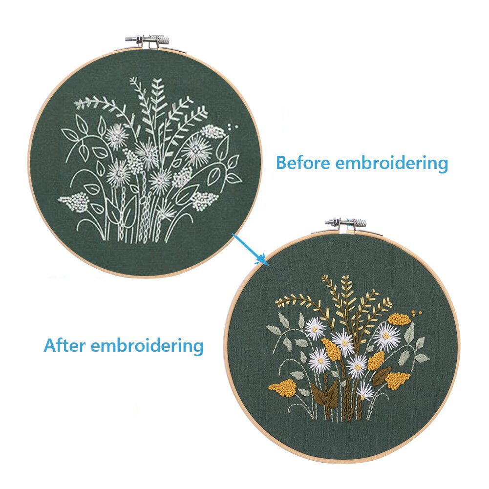 3Pcs/set Embroidery DIY Beginner Material Pack Flowers Patterns Cross Stitch Kits Handmade Cross Stitch Arts Crafts Sewing Decor