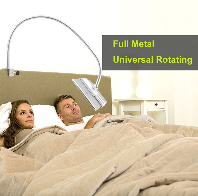 360- rotation adjustable 100 cm pc stand, full metal, lazy bed/table mount, 3,5-10,6- inch smartphone holder, tablet pc stand