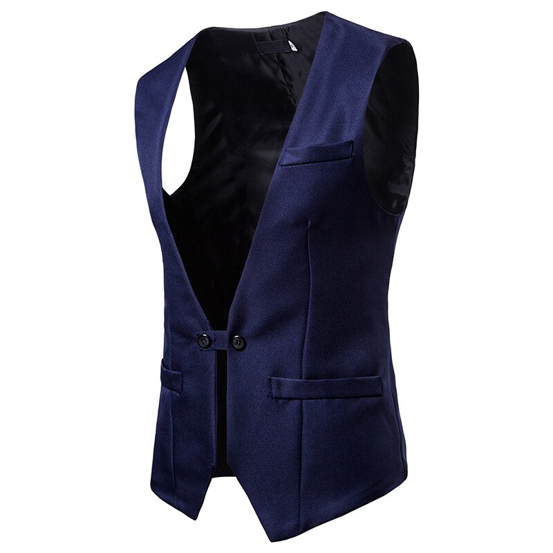 Gilet à deux boutons pour homme, style anglais, formel, coupe slim, col en v, pour affaires, mariage, kaki