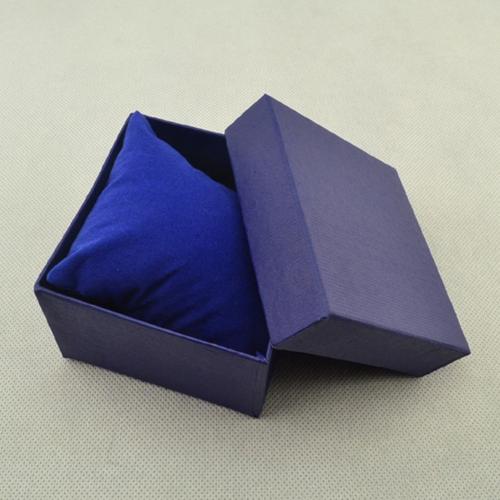 Square Cardboard Storage Case Watch Bangle Jewelry Box with Pillow Pad: Blue