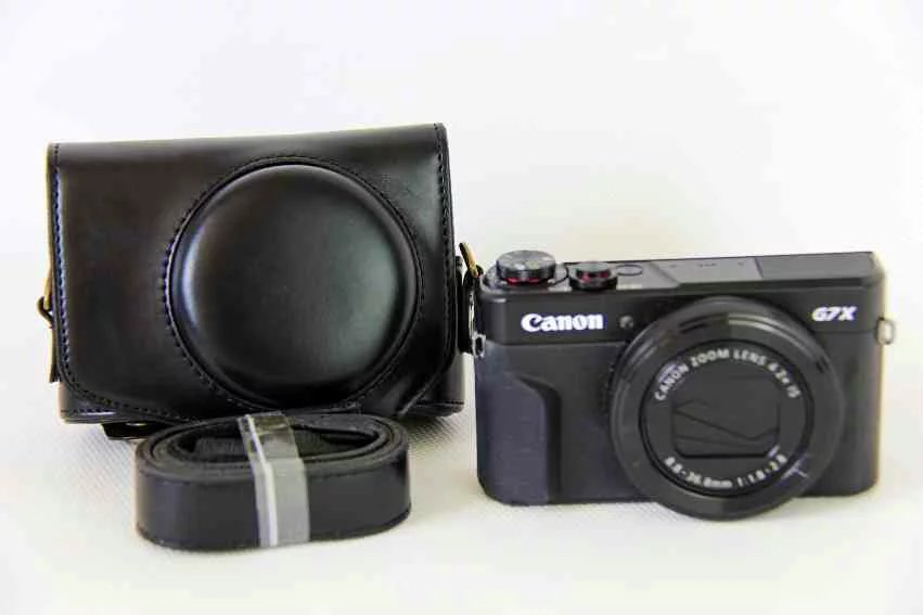Pu læder kamera taske til canon powershot g7x mark 2 ii g7x iii g7 x 3 g7 x 2 xii digitalt kamera taske cover + rem – Grandado