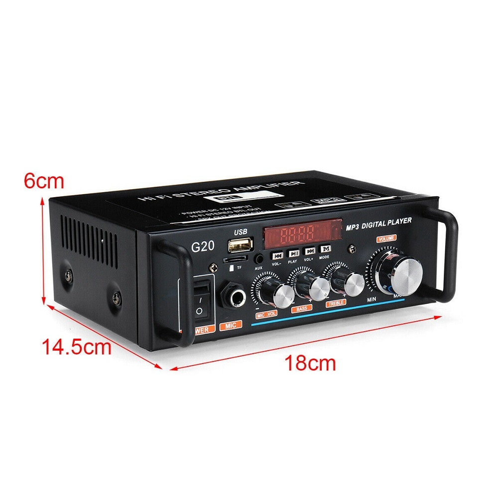 600W Bluetooth Amplifier 110V-220V 2CH HIFI Audio Stereo Power AMP USB FM Radio Car Home Theater with Remote Control