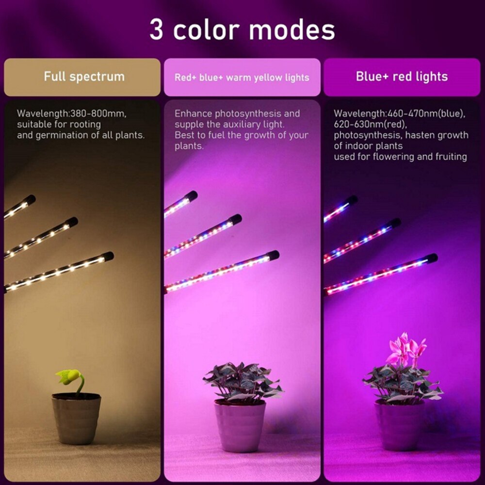 Full Spectrum Phyto Lamp 80 Leds Grow Lights with Tripod Plant Light For Indoor Vegetable Flower Seedling
