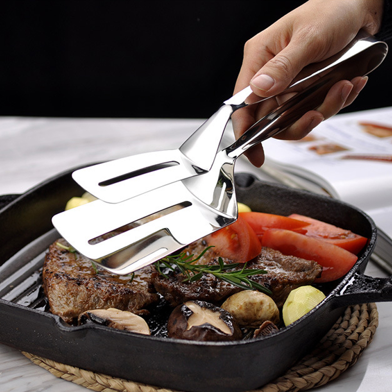 BBQ Schellen 304 edelstahl Steak Dreher Küche Braten Schaufeln Spachtel Lebensmittel Zange Brot Clip Feuerte BBQ Zubehör 10 zoll