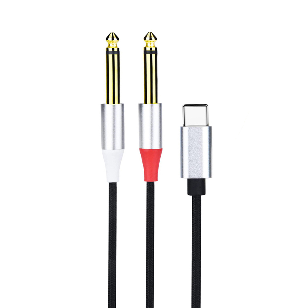 Cable adaptador USB C a 6,35mm 1/4 pulgadas, divisor Y tipo C a doble Cable de Audio TS de 6,35mm y 1/4 pulgadas para tableta, portátil, amplificador de teléfono: Rojo