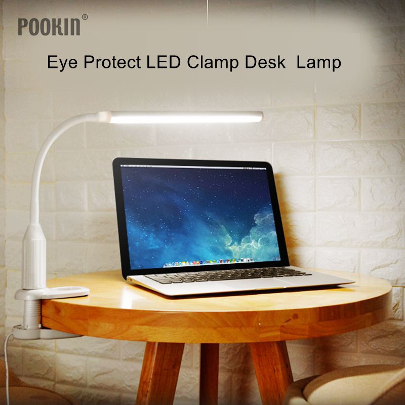 USB Powered Touch Schakelaar Sensor Controle Tafellamp Oog Beschermen LED Bureaulamp Helderheid Verstelbare Flexibele Klem Clip Lamp