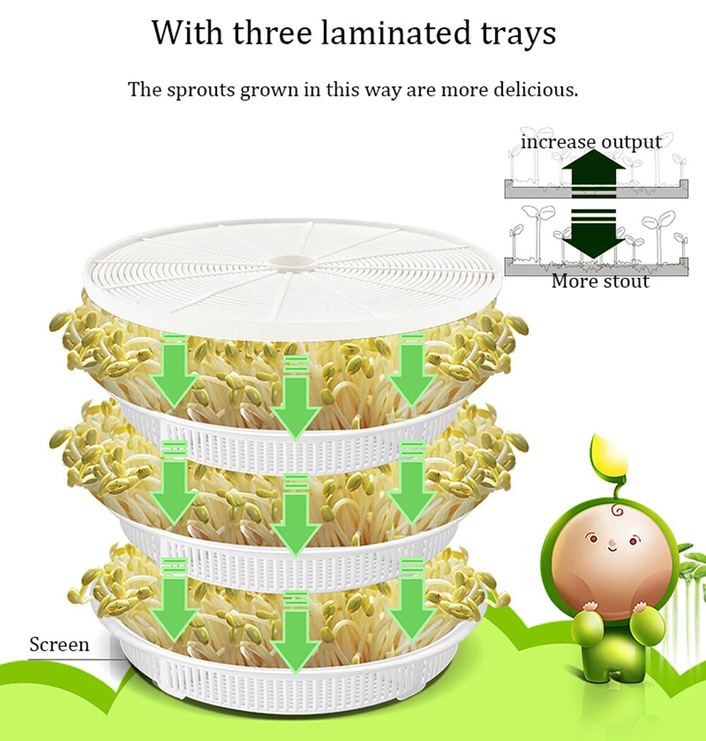 Intelligent Automatic Sprouter Machine Grow Automatic Thermostat Green Seeds Growing Food Processing Household 220v 50HZ