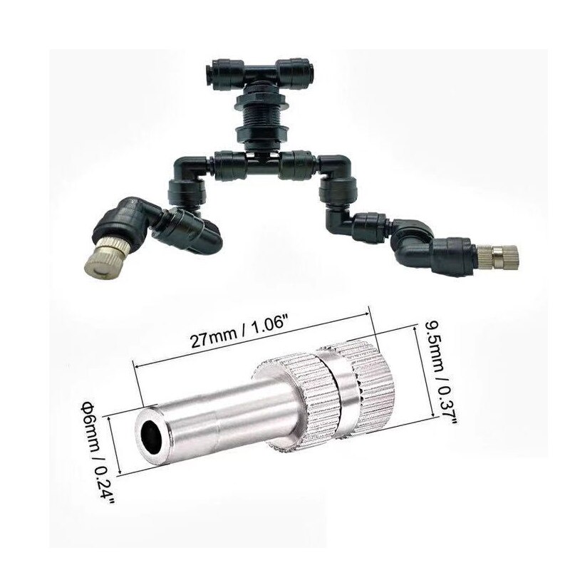 HEMAN 3pcs Reptiles Fogger Mist Sprinkler Rainforest Tank Pet Humidification Cooling System Reptile Pet Terrarium Misting System: 2-head black