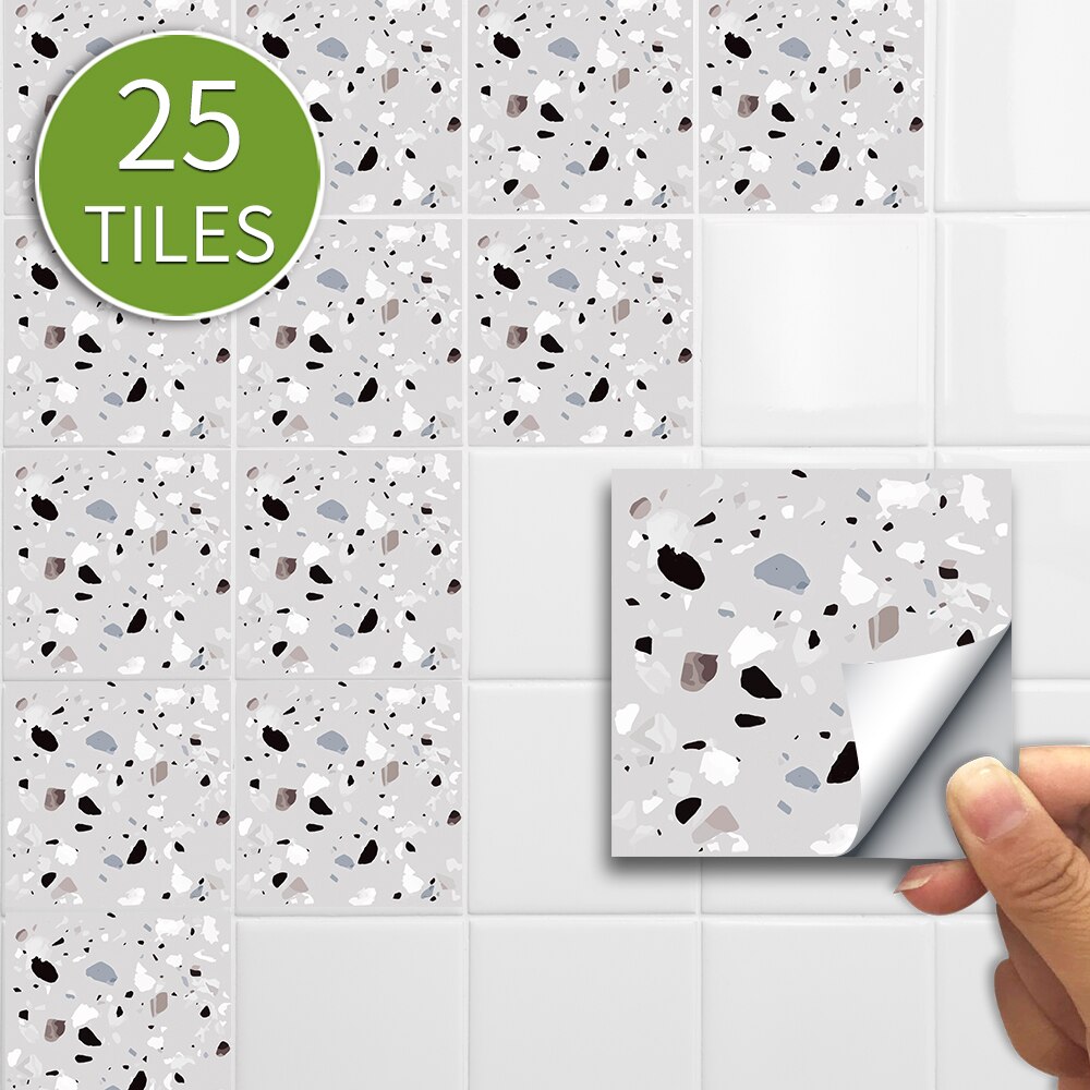 Funlife®Bruin Terrazzo Muur Sticker Verwijderbare Olie Proof Peel &amp; Stick Tegel Sticker Voor Badkamer Keuken Backsplash Muur Vloer