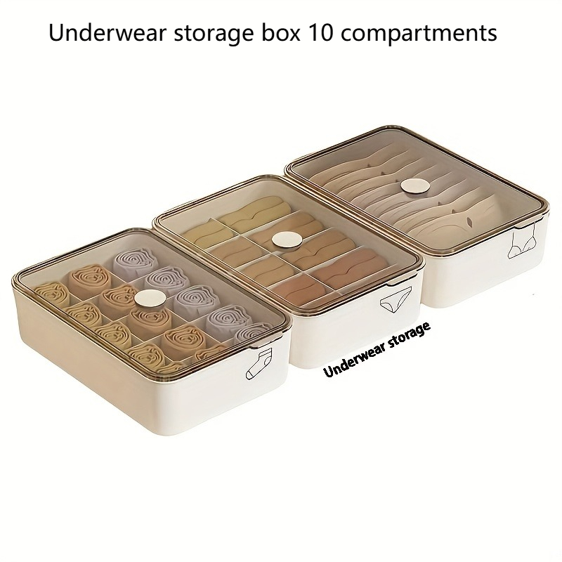 Caja de almacenamiento de ropa interior con tapa transparente, plástico duradero, organizador de guardarropa que ahorra espacio para sujetadores, calcetines, 1 ud.: Gris oscuro