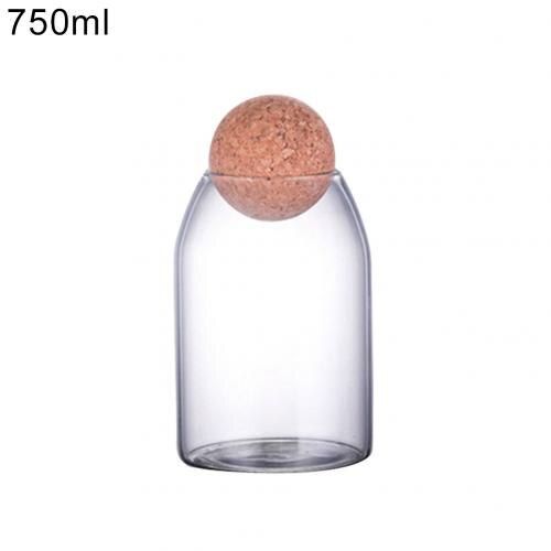 550/750/1200ml opbevaringsflaske bønnesukker te kaffe korkpropp glasburk: 750ml