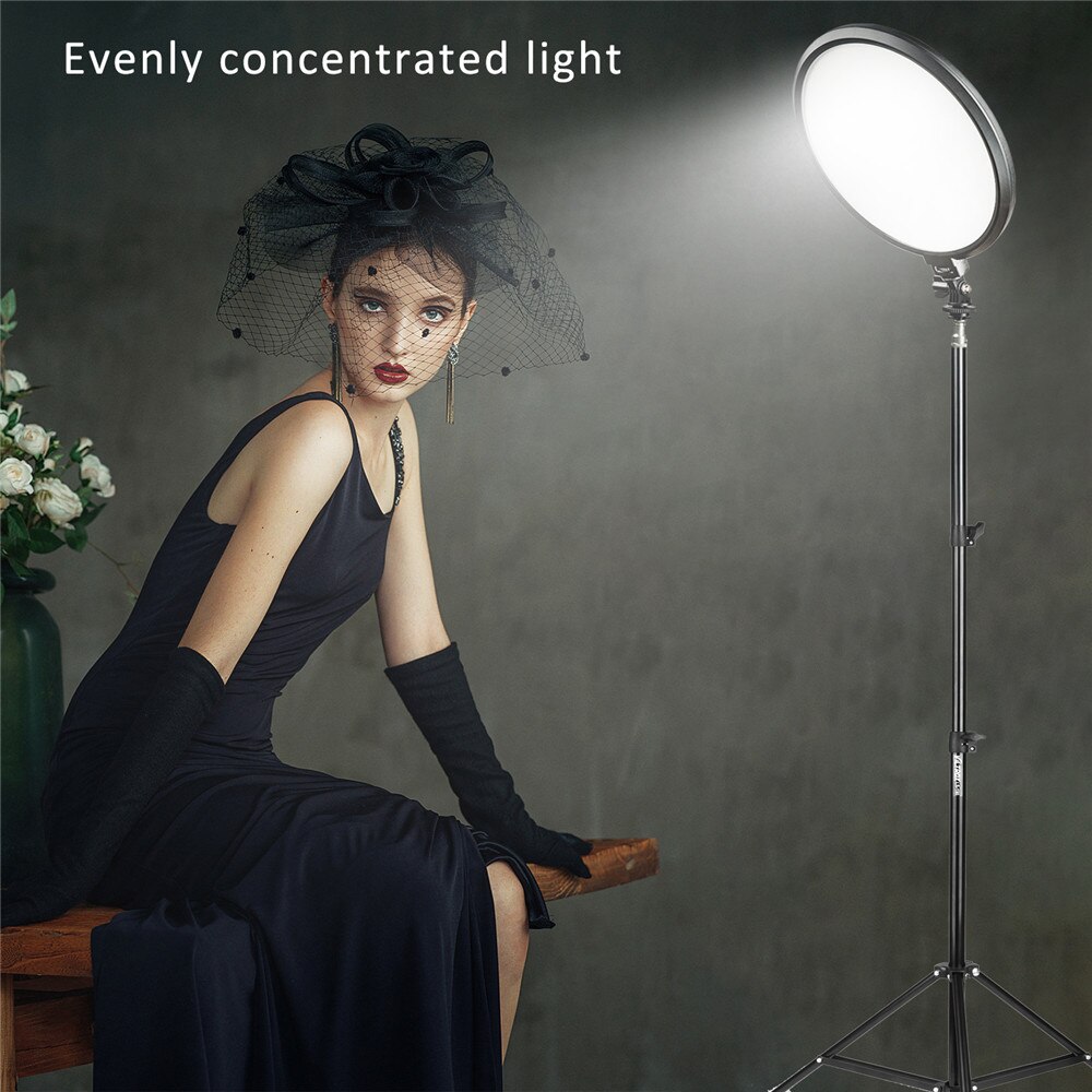 Viltrox vl -300t slank 7 '' rund ringe video ledet lampe 18w tofarget dimbar cri 95+  mykt lys til kamerafotografering