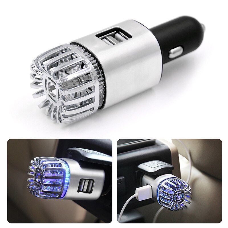 2 in 1 auto kaksois usb tuore mini auto raitis ilma ioni happi bar otsoni ionisaattori puhdistusaine kaksois usb portti auton ilmanpuhdistin