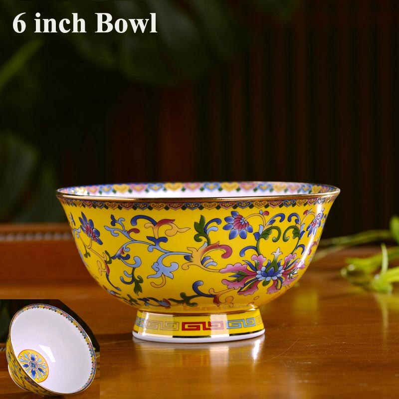 4.5/5/6/8 Inch Vintage Chinese Traditie Keramische Servies Soep Rijstkom Jingdezhen Bone China Ramen Bowls Salade mixing Bowls: O (1PC 6inch Bowl)