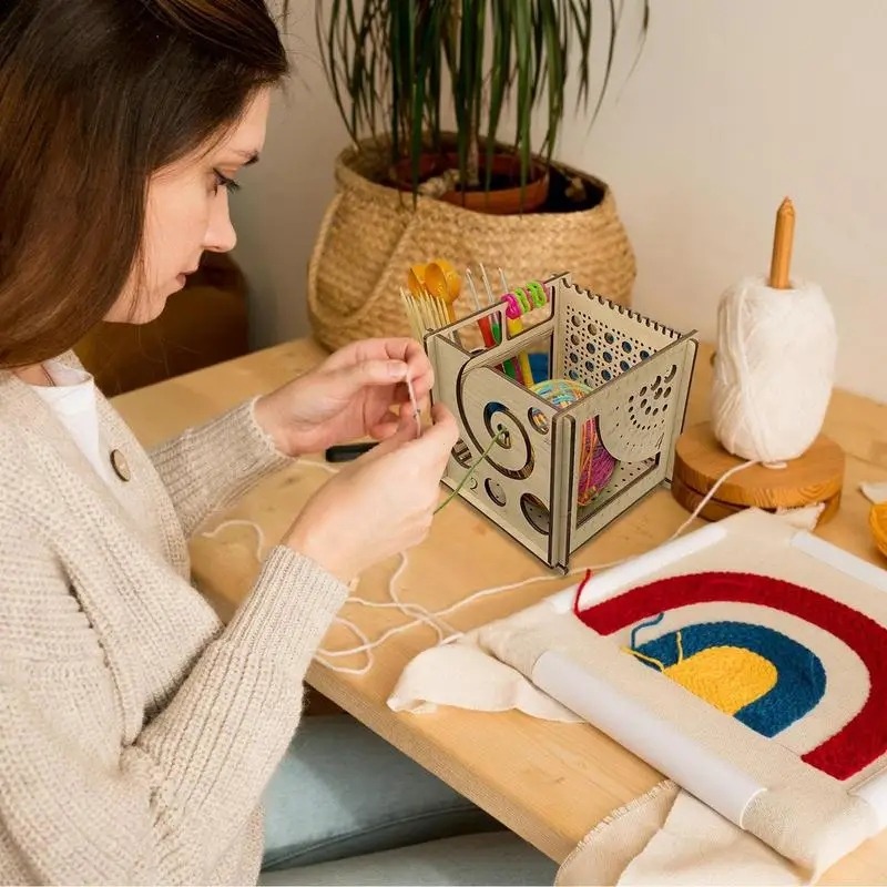 alle-in-eins-Garnschale aus Holz, Garnschale zum Häkeln, Strickschale, Garnaufbewahrungsorganisator, Strickschale zum betroffen von Menschen