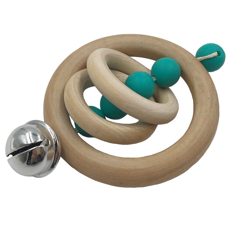 Baby Speelgoed Rammelaars Voor Pasgeborenen Bed Bel Houten Ring 0-12 Maanden Beuken 1Pcs Hout Bijtring Educatief Speelgoed voor Childrens: dark green-no-box