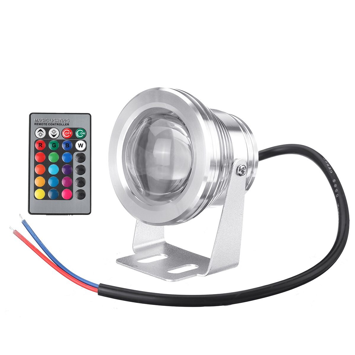 Onderwaterlamp  ac85-265v 10w led dompellamp met afstandsbediening 16 kleuren veranderende flitser voor zwembadaquarium po: Wit