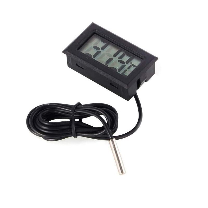 Mini Digital LCD Temperature Sensor Humidity Meter Thermometer Hygrometer Gauge Waterproof Fish Tank Temperature Measuring Tool: Black