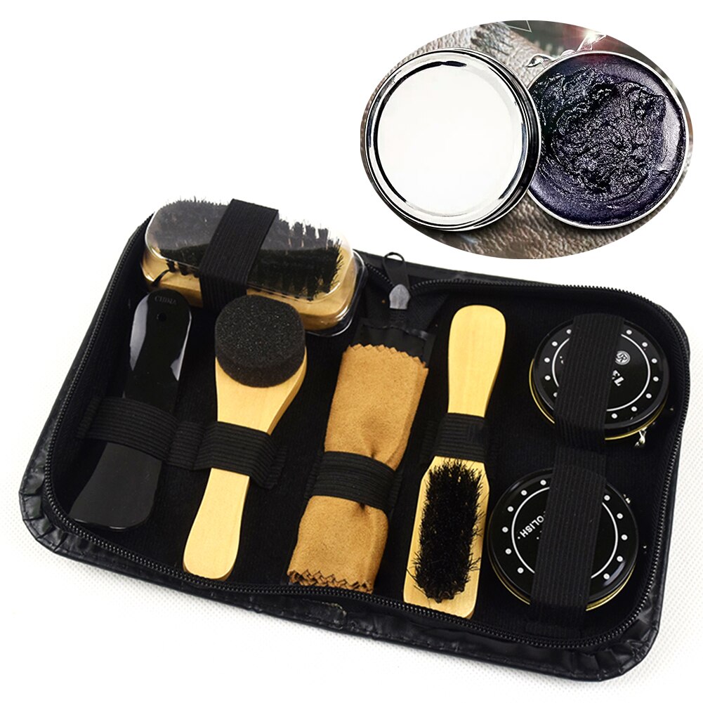 Vaderdag Laarzen Spons Schoensmeer Kit Met Case Schoonmaken Tool Sneakers Doek Kwasten Reizen Care Portable Verjaardag