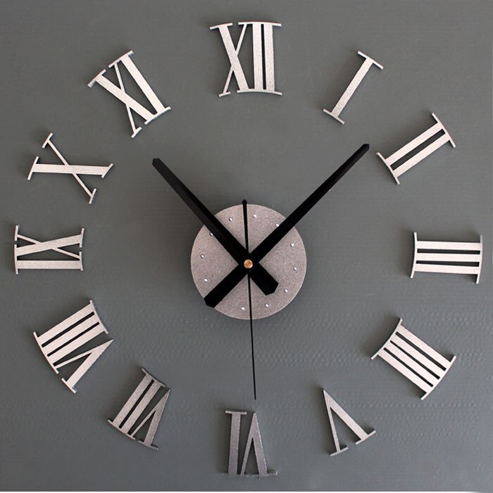 Simple Wall Clock Diy Luxury 3d Wall Clock Large Size Home Decoration Art Clock Silver: Default Title