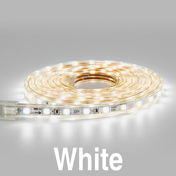 LED Strip 2M 3M 4M 5M 10M 220V SMD5050 60 LEDs/m Hoge helderheid Outdoor Verlichting Voor Kerst Flexibele Light Ship uit ES RU CN: Cold White / 10 Meter