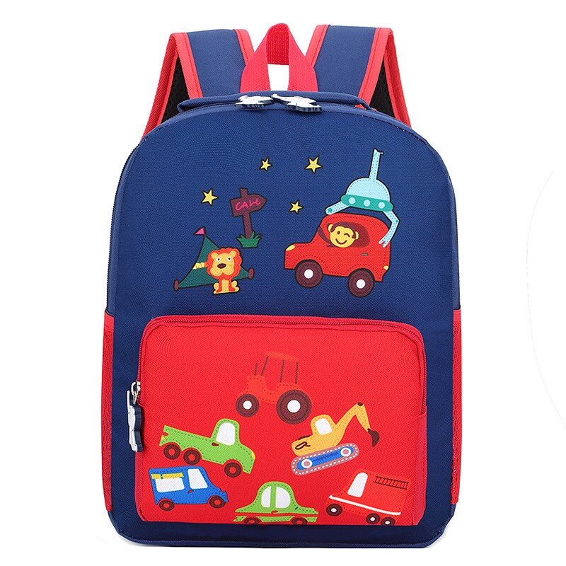 Børnehave skoletaske stil tegneserie gravemaskine mænd og kvinder børn sød rygsæk rejse lille bogtaske fashi: Rød