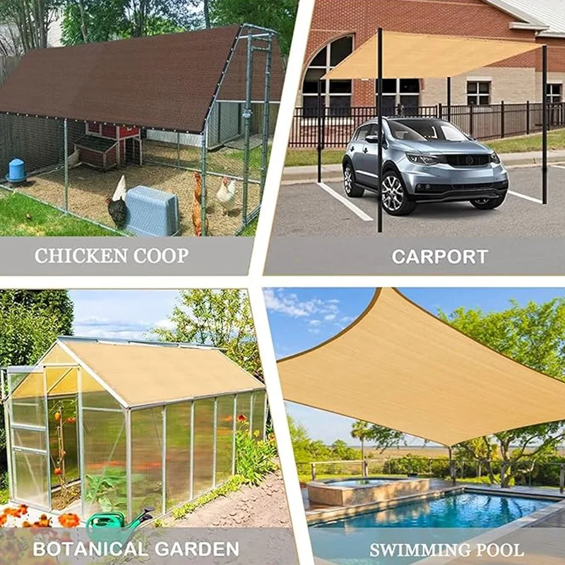 200×400cm Summer Outdoor Shading Beige Shading Net Wrapped Perforated Shading Cloth Thickened Heat Insulation Net Shading Net