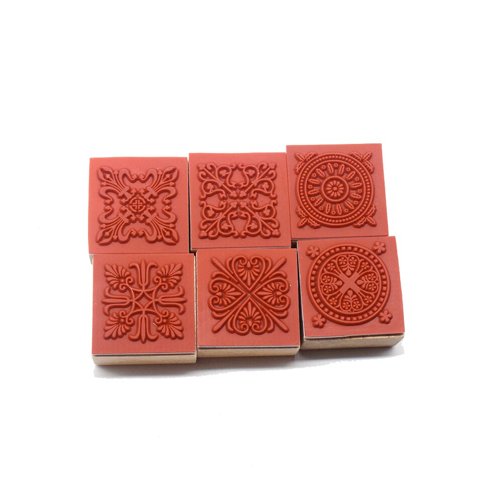 Clay Tool Stainless Steel Geometry Cutting Mold Clay cutter Baroque Mandala texture emboss stamp block pottery tools kit: 6sq stamp s