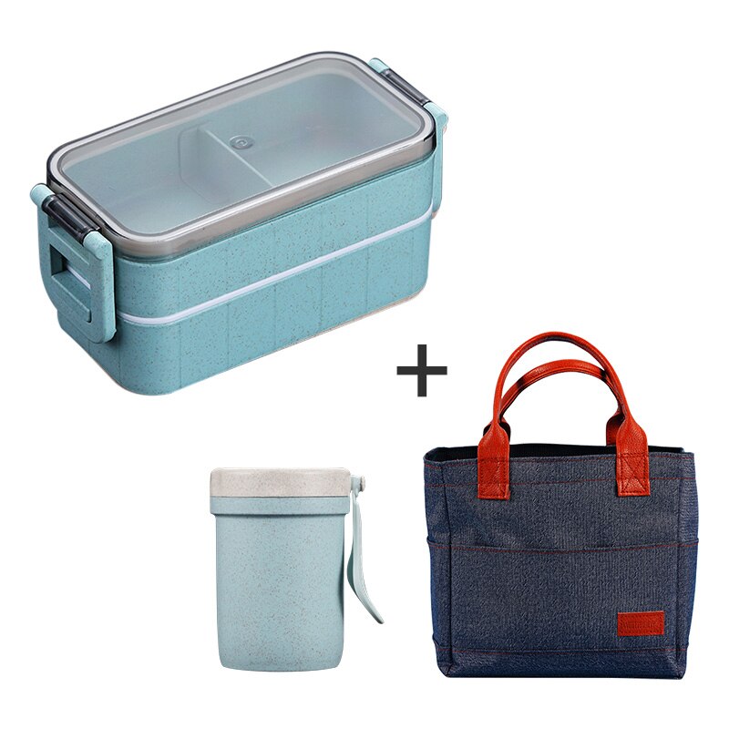 Microwave Bento Box Wheat Straw Child Lunch Box Japanese Dinnerware Leak-Proof Bento Lunch Box For Kids School Food Container