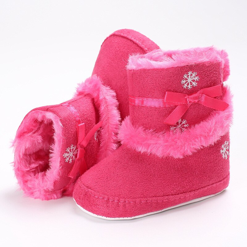 Noël bébé fille hiver neige bottes Crochet tricot polaire bébé chaussures enfant en bas âge laine infantile doux bas premiers marcheurs chaussons