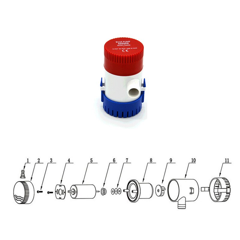 Mini Bilge Pump 500 GPH DC 12V 24V Electric Water Pump for Boats Accessories Submersible Boat Water Pump Bilge Pump