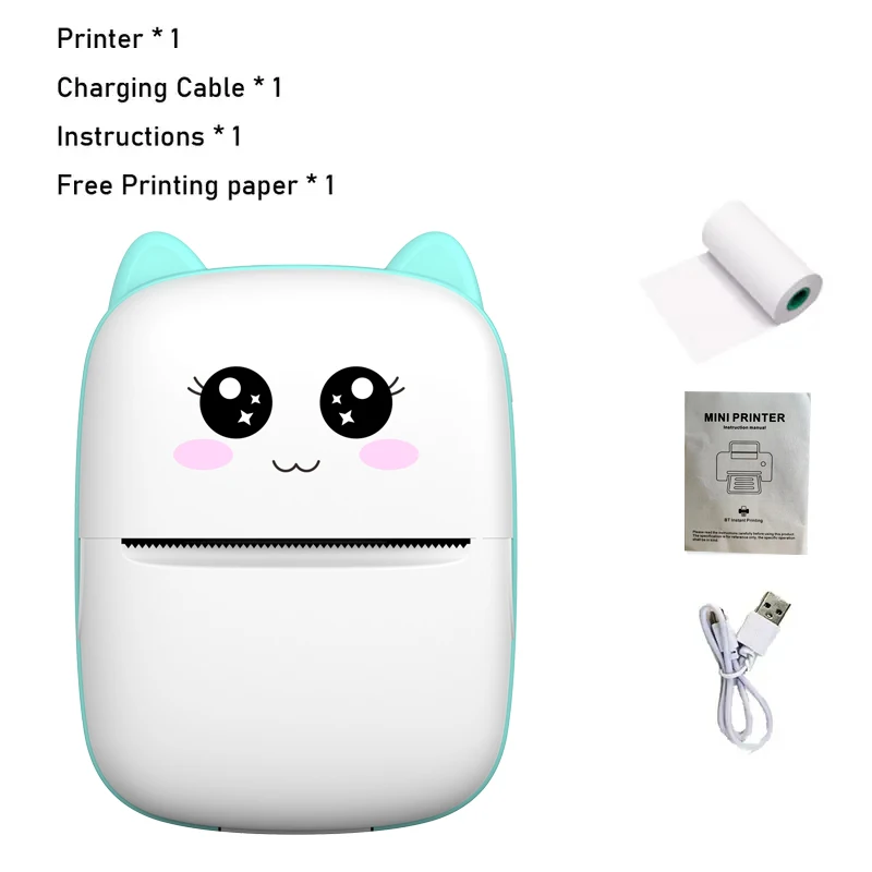 MINI Portable Thermal Printer Wireless Memo Label Machine 200dpi Bluetooth Inkless Pocket Imprimante Phone Notes Printing Paper: Blue
